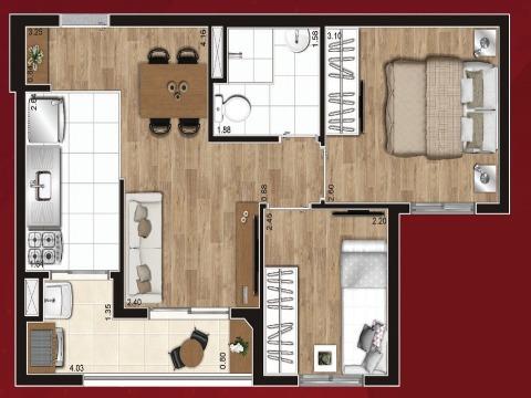 Apartamento à venda com 2 quartos, 42m² - Foto 2