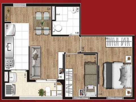 Apartamento à venda com 2 quartos, 42m² - Foto 3