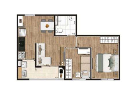 Apartamento à venda com 2 quartos, 43m² - Foto 3