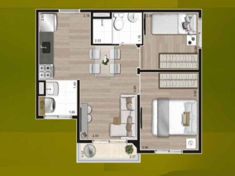 Apartamento à venda com 2 quartos, 37m² - Foto 2