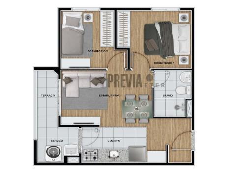 Apartamento à venda com 2 quartos, 42m² - Foto 2