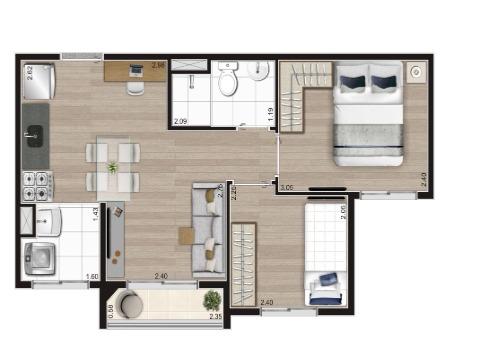 Apartamento à venda com 2 quartos, 38m² - Foto 3