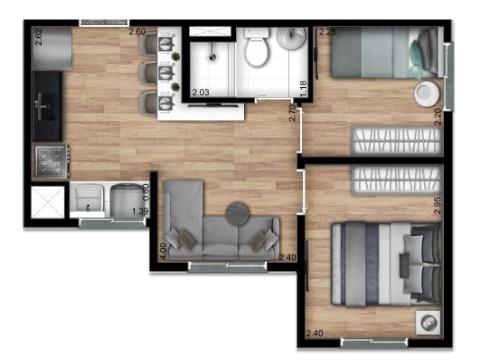 Apartamento à venda com 2 quartos, 37m² - Foto 2