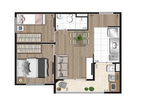 Apartamento à venda com 2 quartos, 42m² - Foto 2