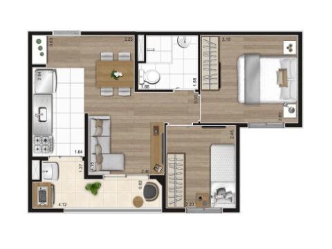 Apartamento à venda com 2 quartos, 42m² - Foto 3